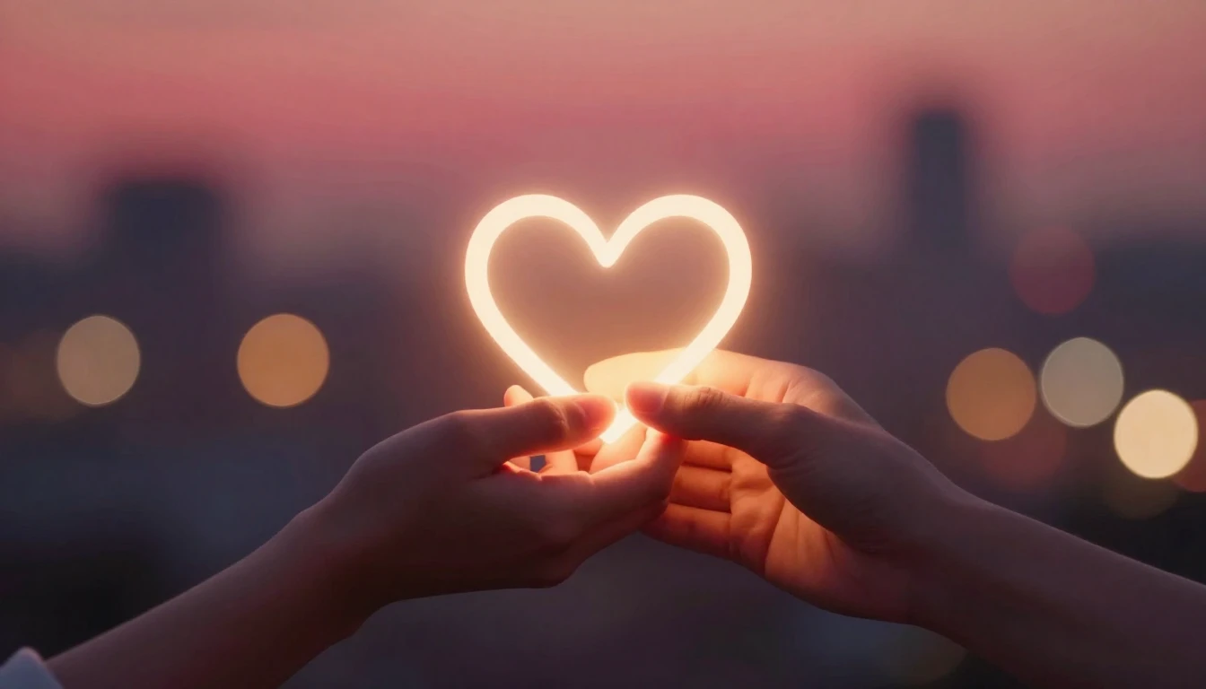 A romantic and tender composition depicting two hands gently...