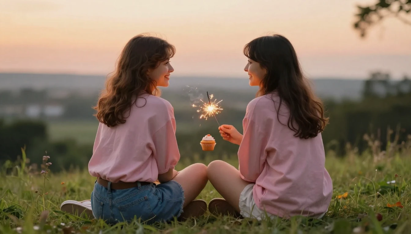 A heartwarming scene of two best friends sitting side by sid...