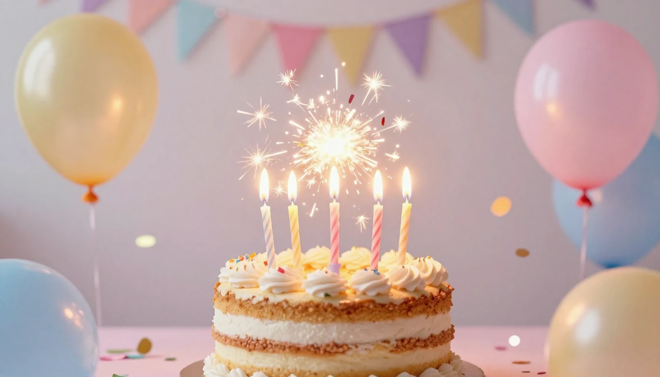 A bright and festive birthday celebration scene, high qualit...