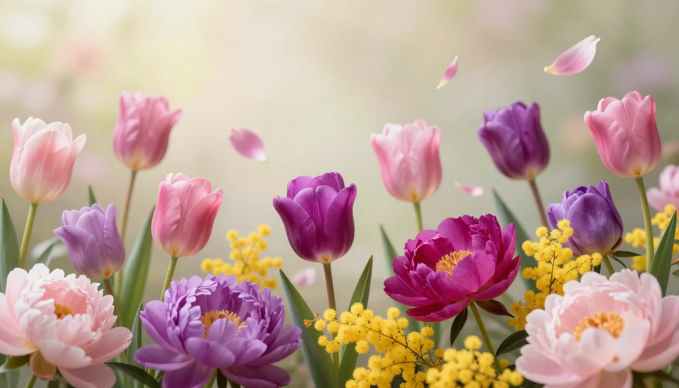 A vibrant and artistic composition featuring a variety of bl...