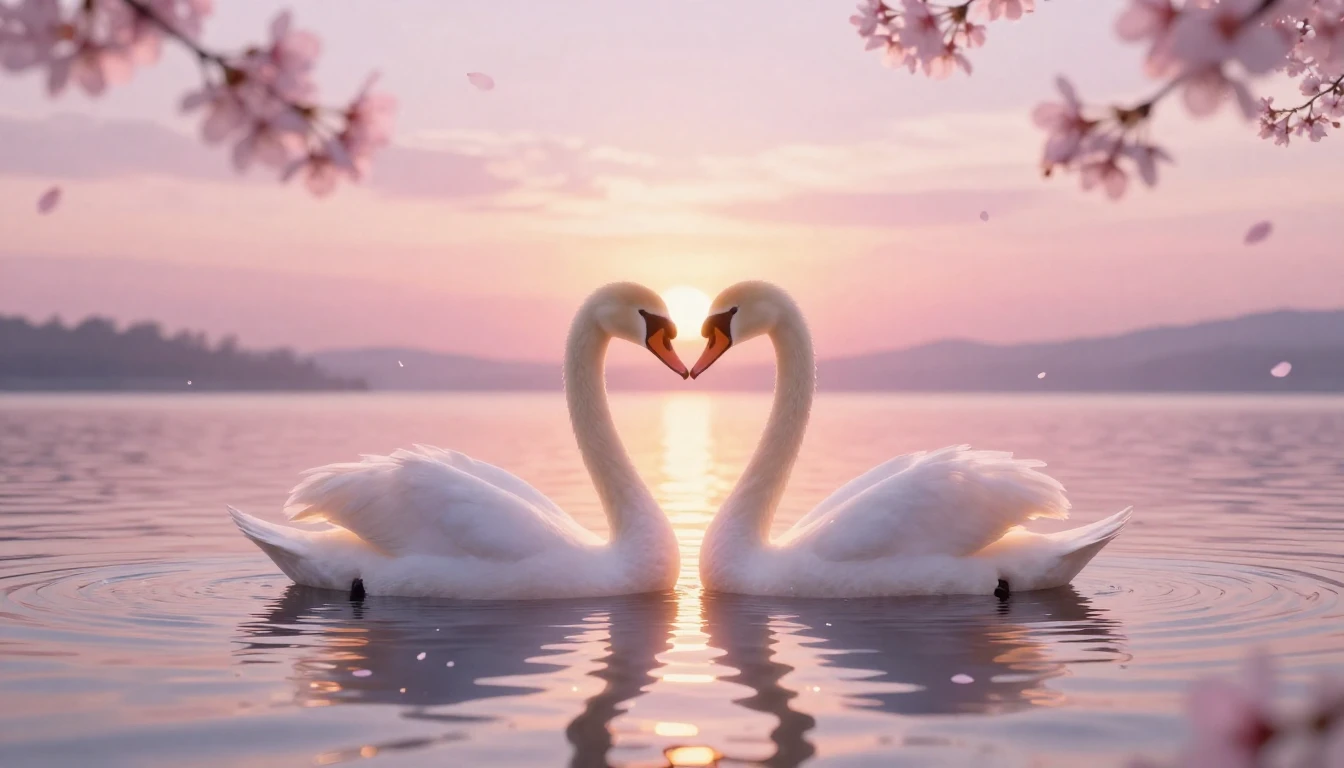 A beautiful and ethereal scene featuring two glowing silhoue...