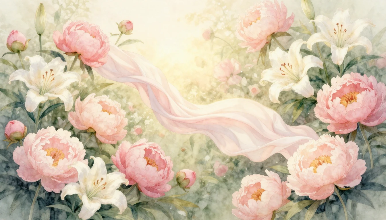A beautiful watercolor painting depicting a blooming garden ...