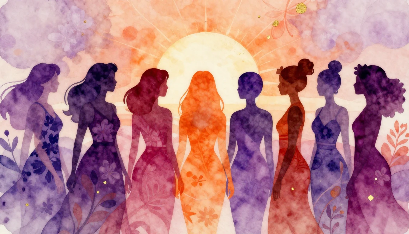 A vibrant watercolor painting depicting a diverse group of s...