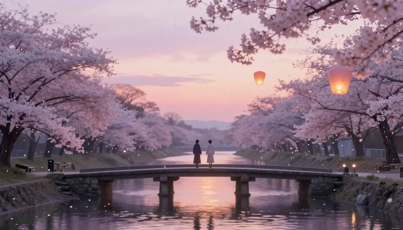 A dreamy and ethereal scene featuring two delicate silhouett...