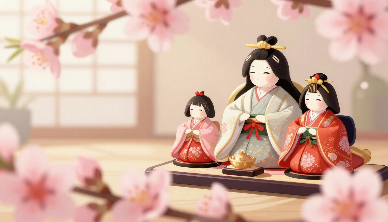 A heartwarming and gentle illustration for Hinamatsuri (Doll...