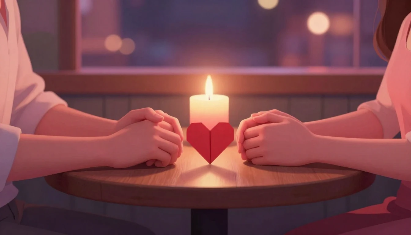 A romantic close-up illustration of two hands holding each o...