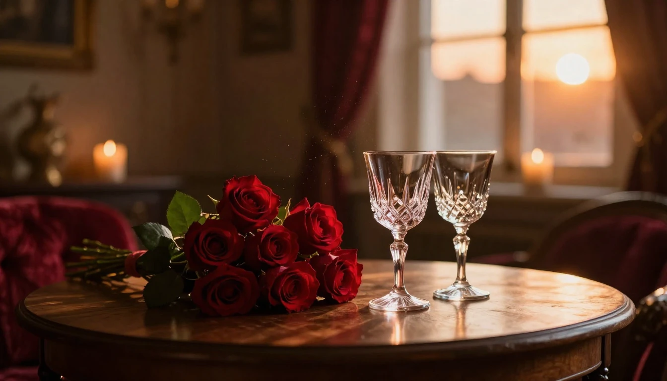 A breathtaking cinematic scene of a cozy, dimly lit room dur...