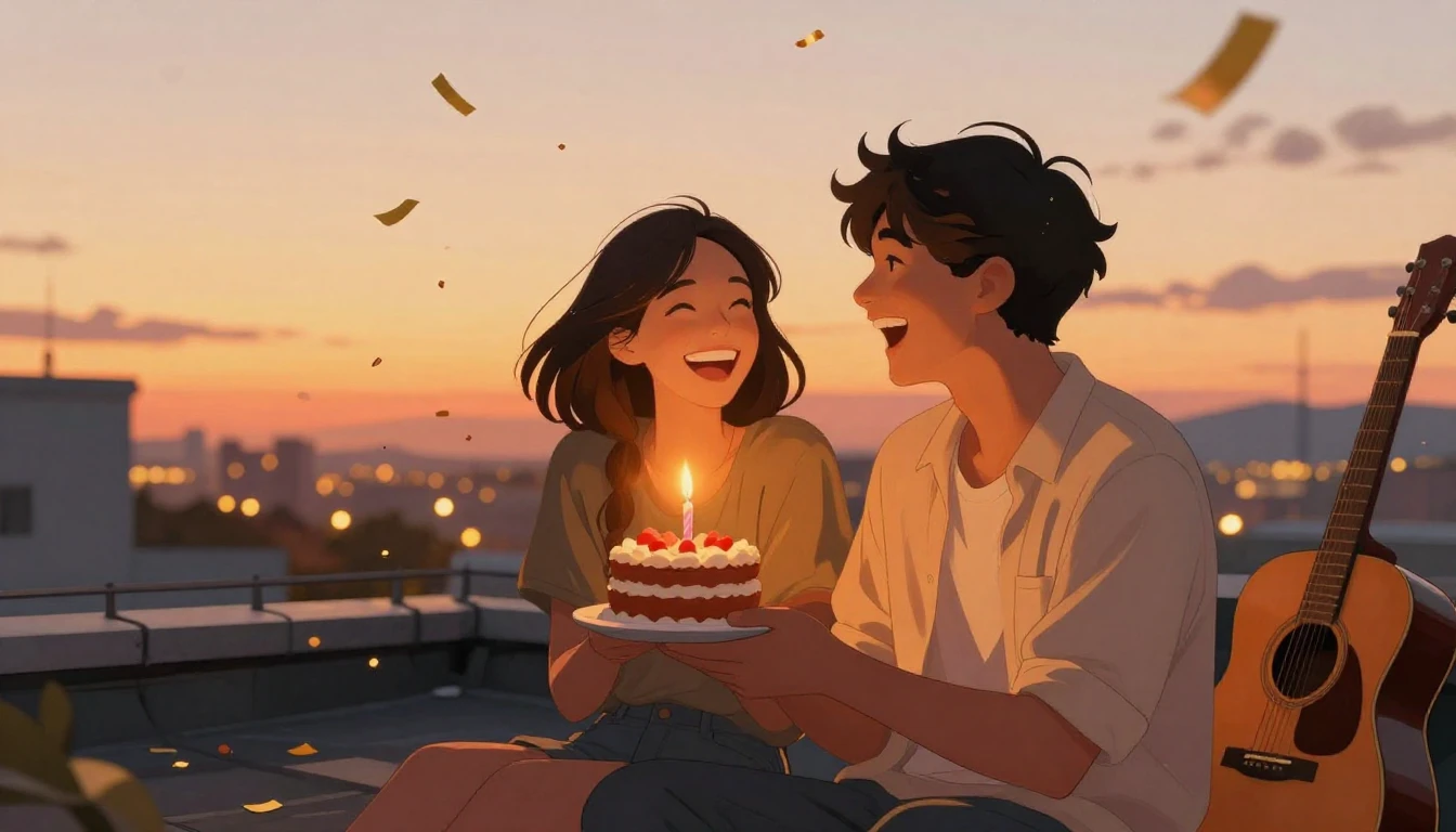 A heartwarming illustration of two friends laughing together...