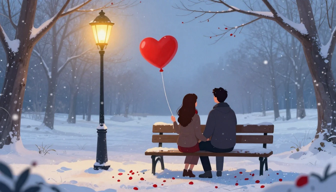 A romantic and dreamy illustration of a couple sitting on a ...