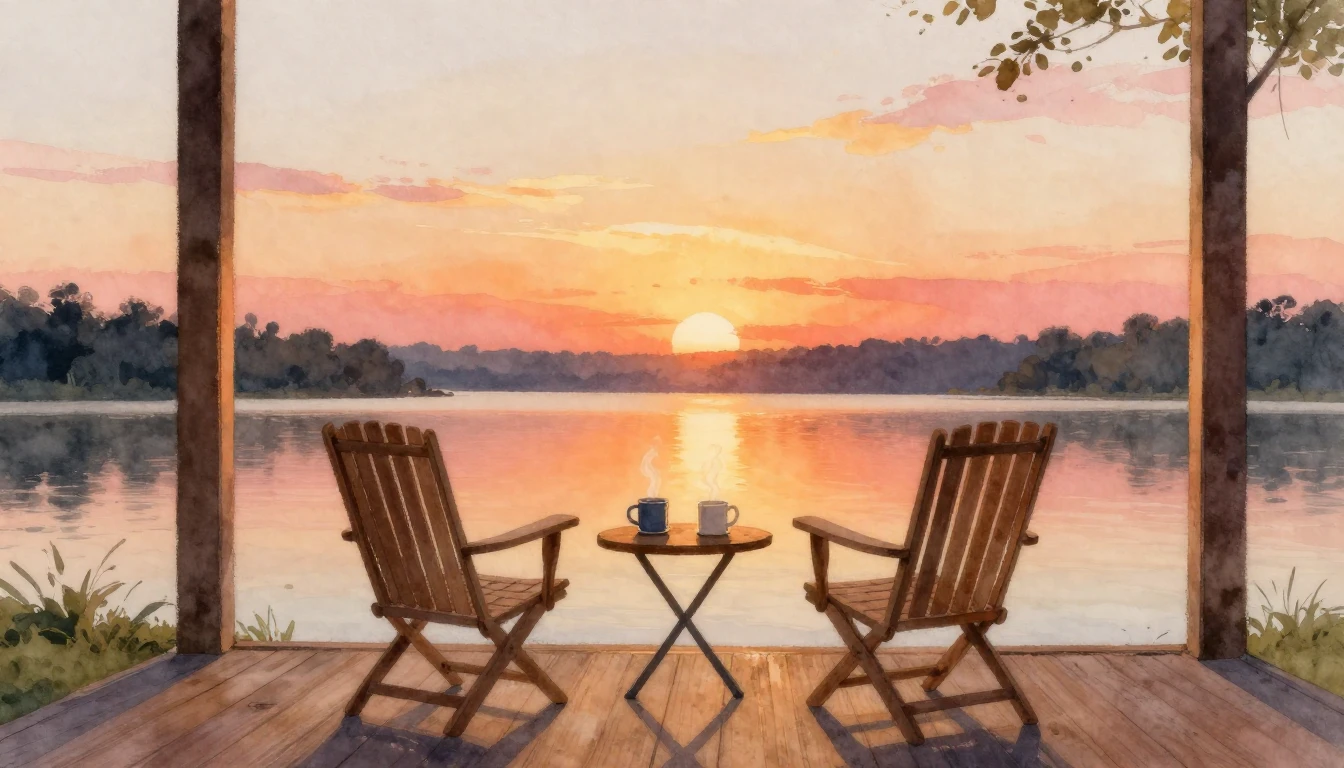 A beautiful watercolor painting depicting a scenic outdoor s...