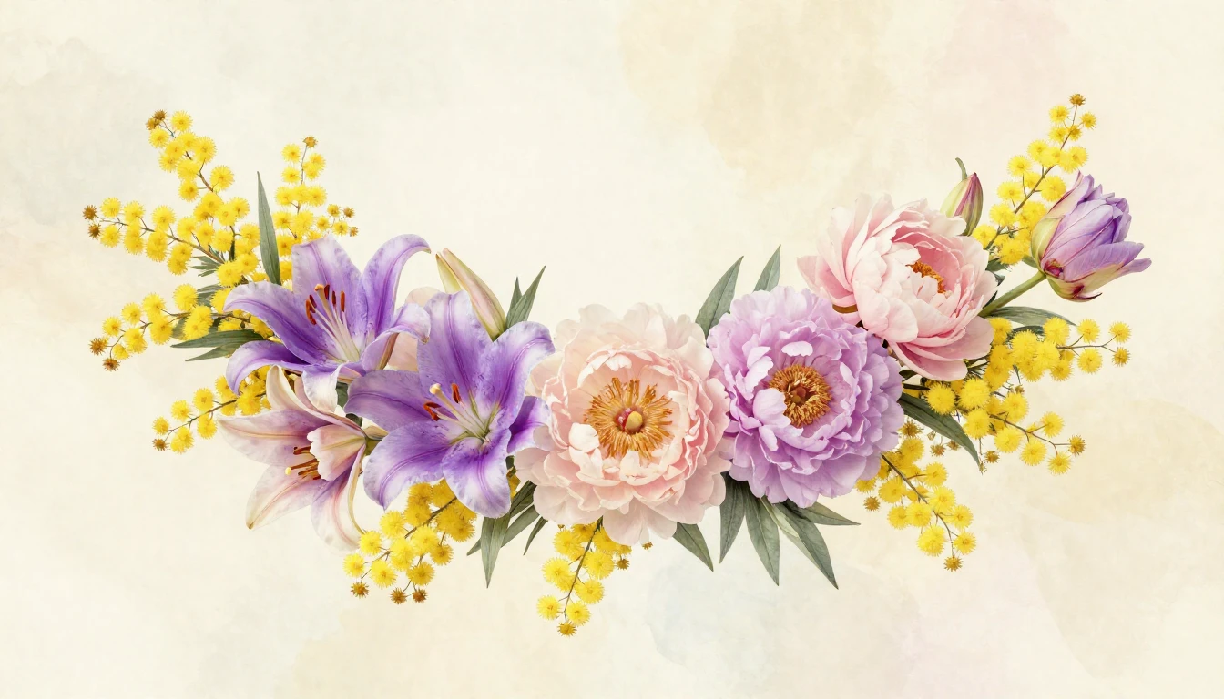 A beautiful and delicate composition of blooming flowers lik...