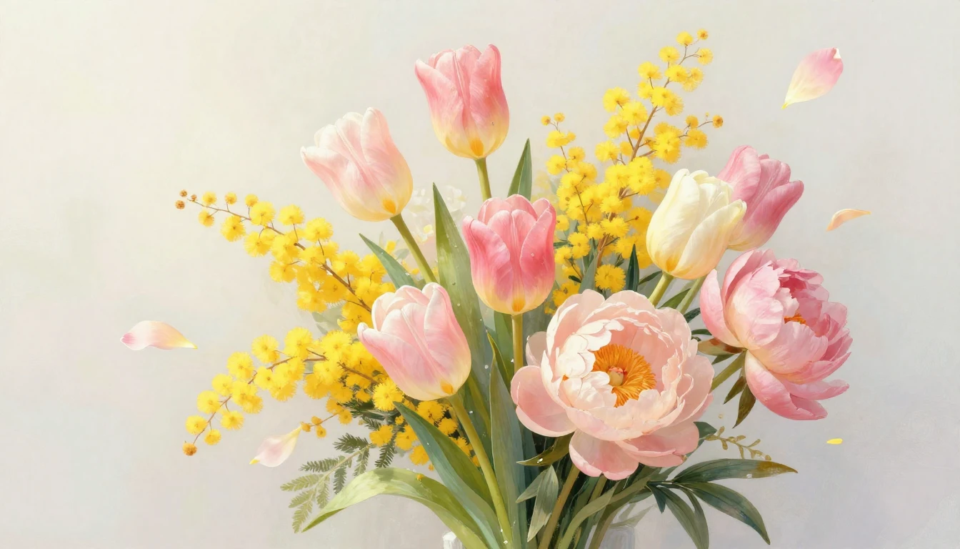 A beautiful and vibrant bouquet of spring flowers including ...
