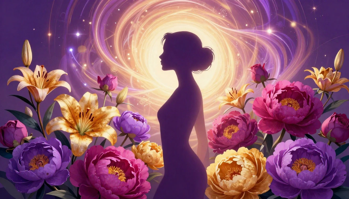 A vibrant and artistic composition celebrating femininity an...