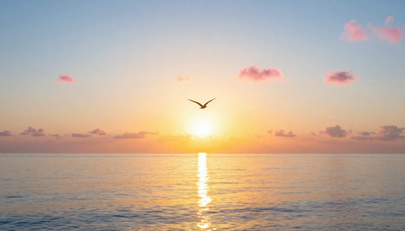 A beautiful sunrise over a calm ocean, symbolizing a fresh s...