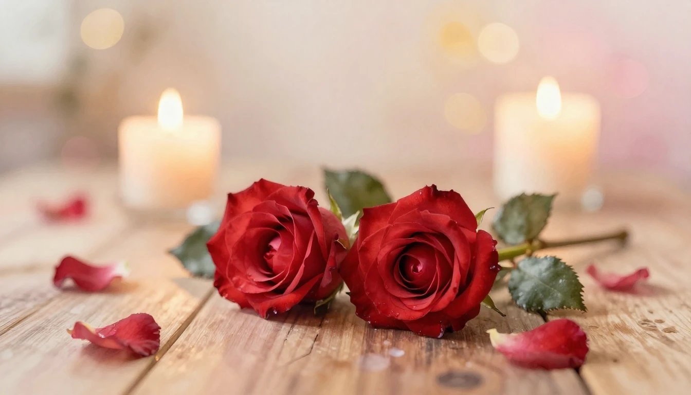 A soft and ethereal watercolor painting of two delicate red ...