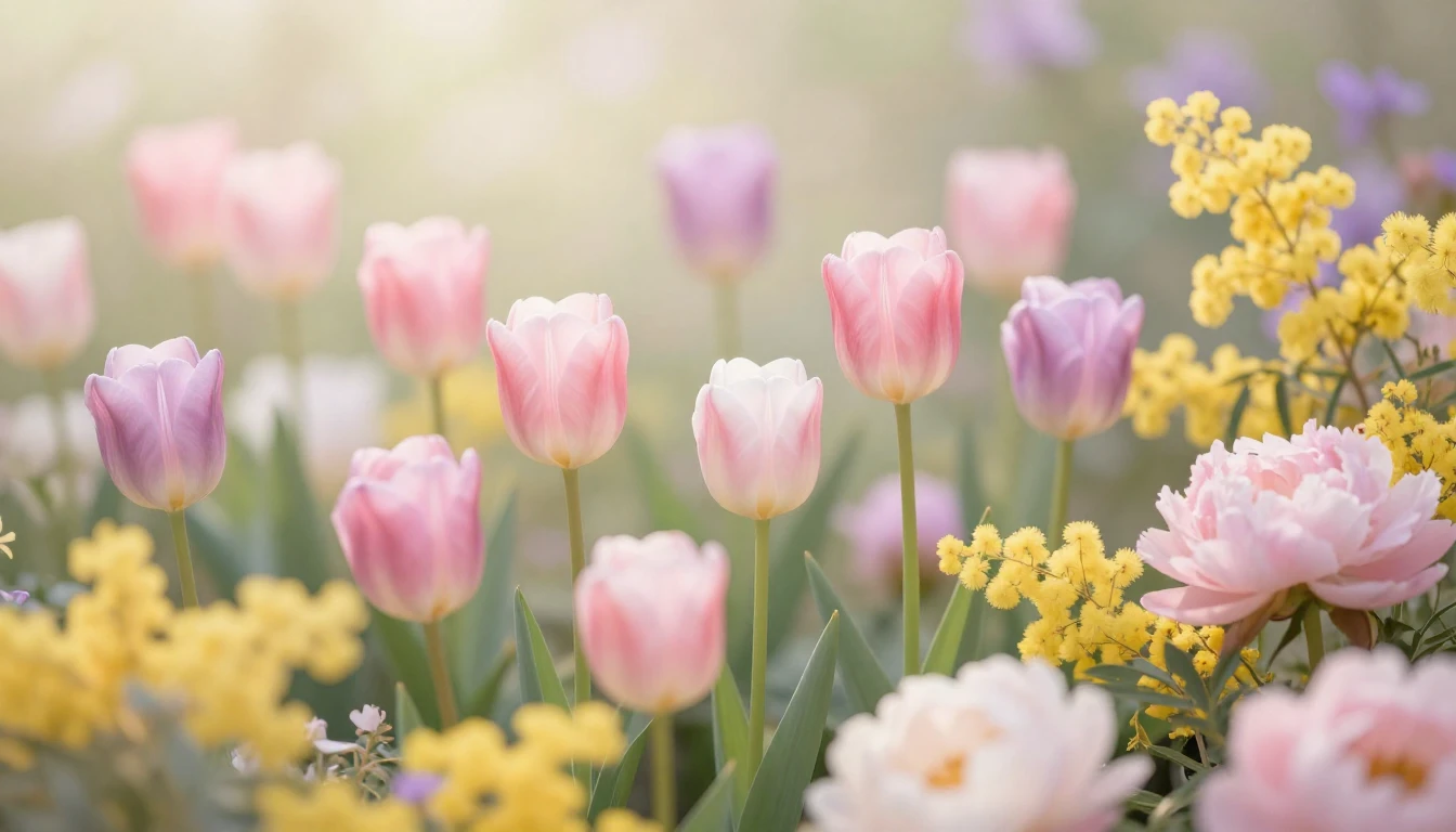 A beautiful and vibrant spring scene filled with blooming fl...