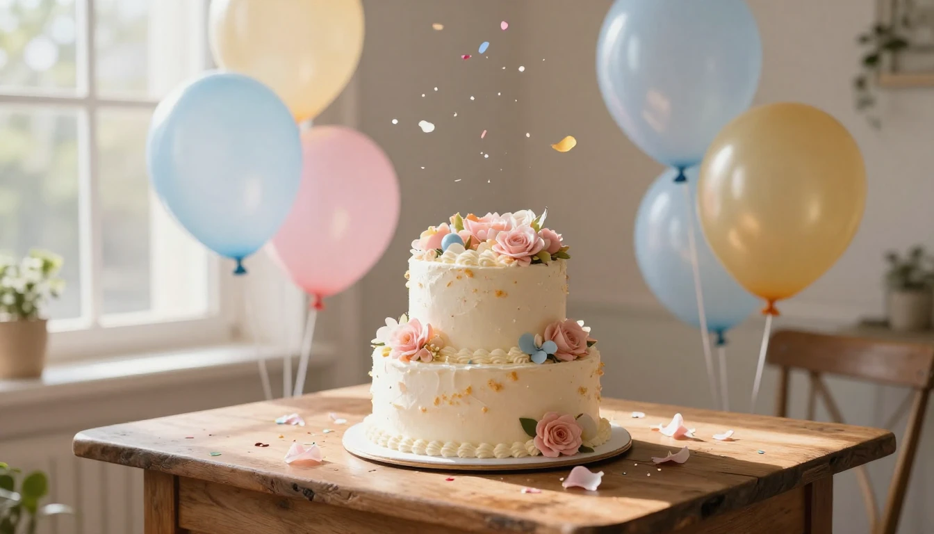 A whimsical and festive scene featuring a large, beautifully...