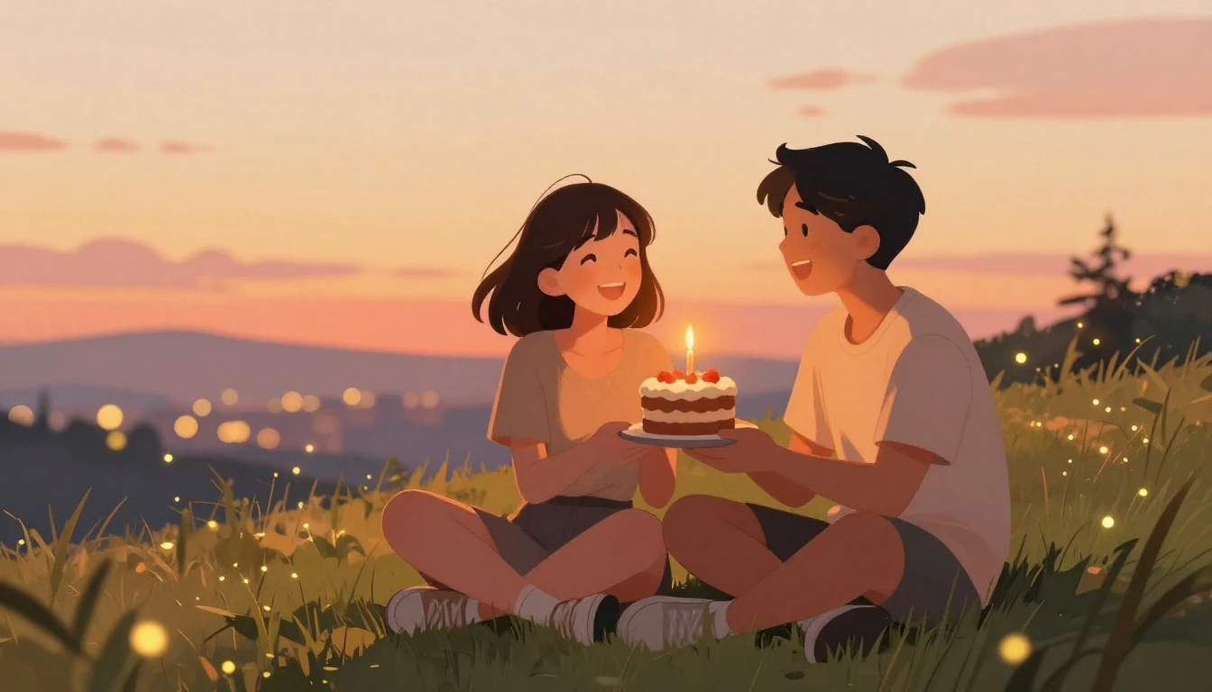 A warm and nostalgic illustration of two friends sitting on ...