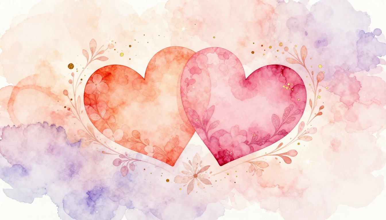 A beautiful watercolor painting of two stylized intertwined ...