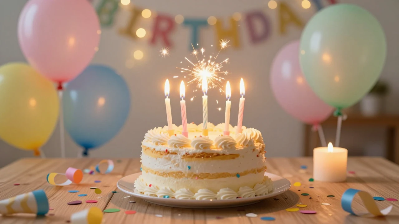 A vibrant and joyful birthday celebration scene. A beautiful...