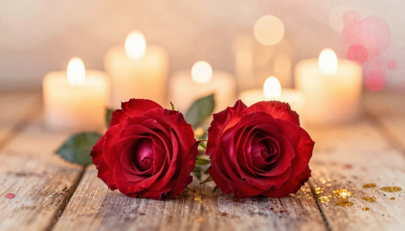 A soft watercolor painting depicting two delicate red roses ...