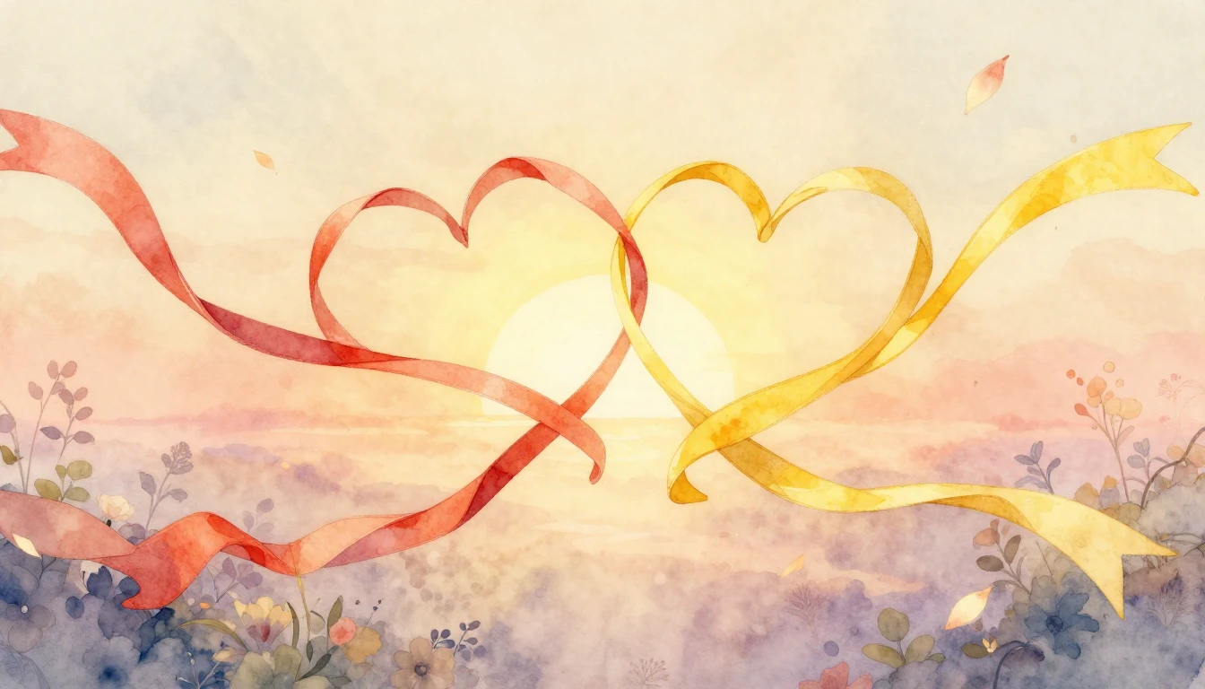 A beautiful, soft watercolor painting symbolizing love and f...