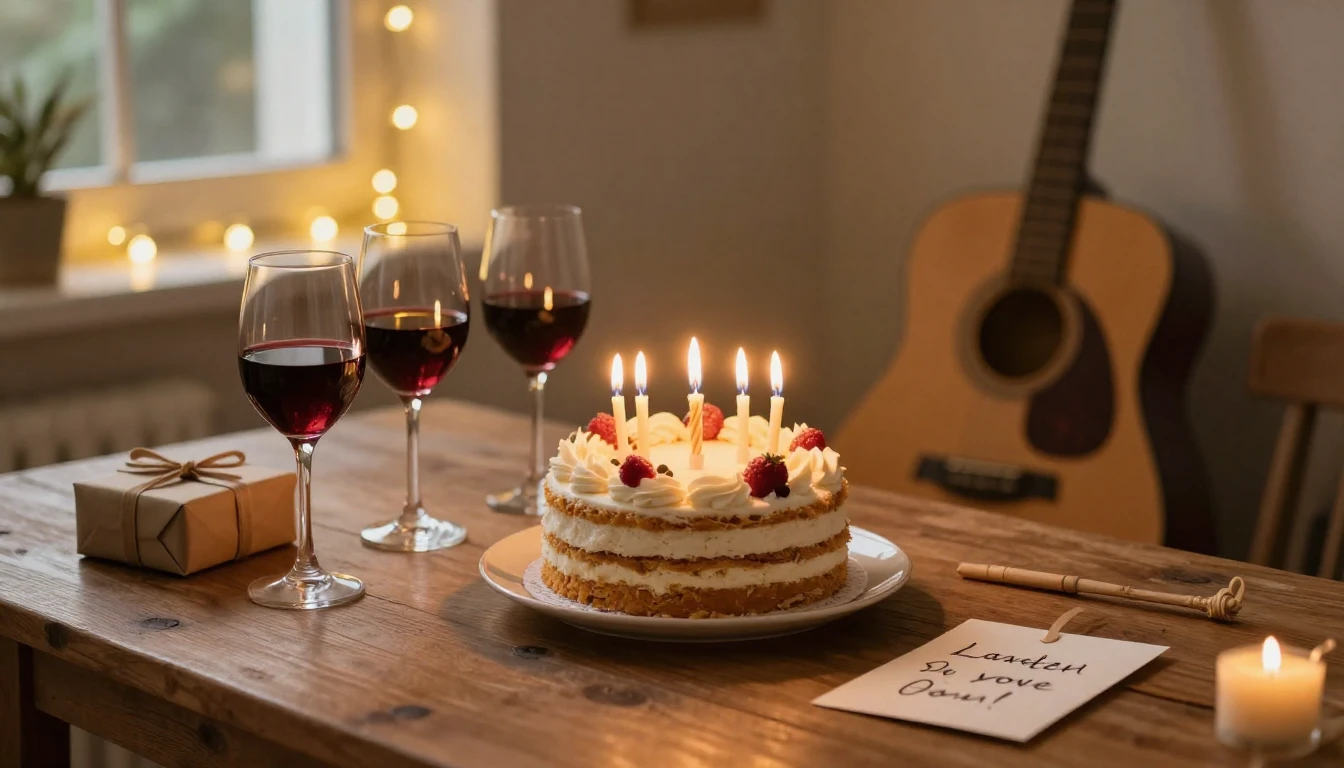 A romantic and cozy scene showing a beautifully decorated bi...