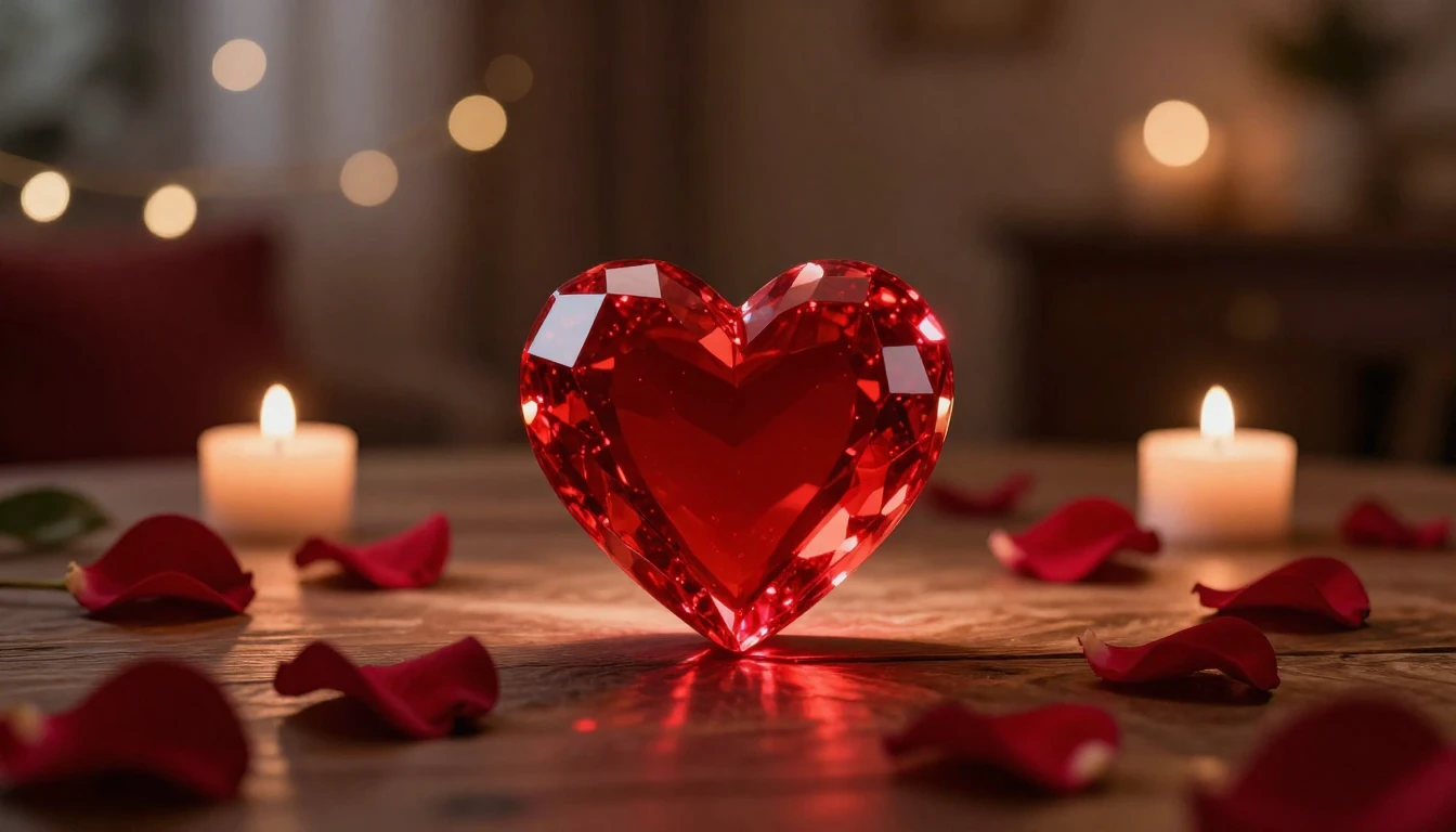 A cinematic, highly detailed romantic composition for Valent...