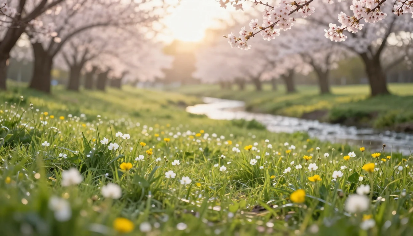 A beautiful landscape representing the first day of spring. ...