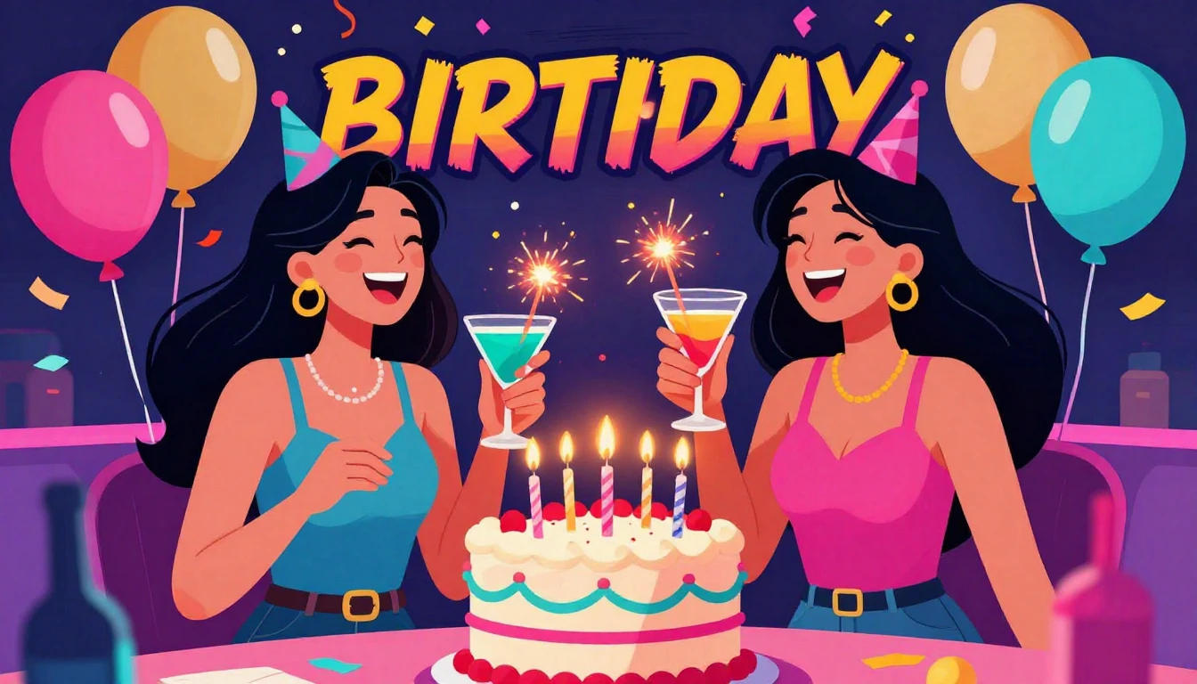 A vibrant and energetic album cover design celebrating a bir...