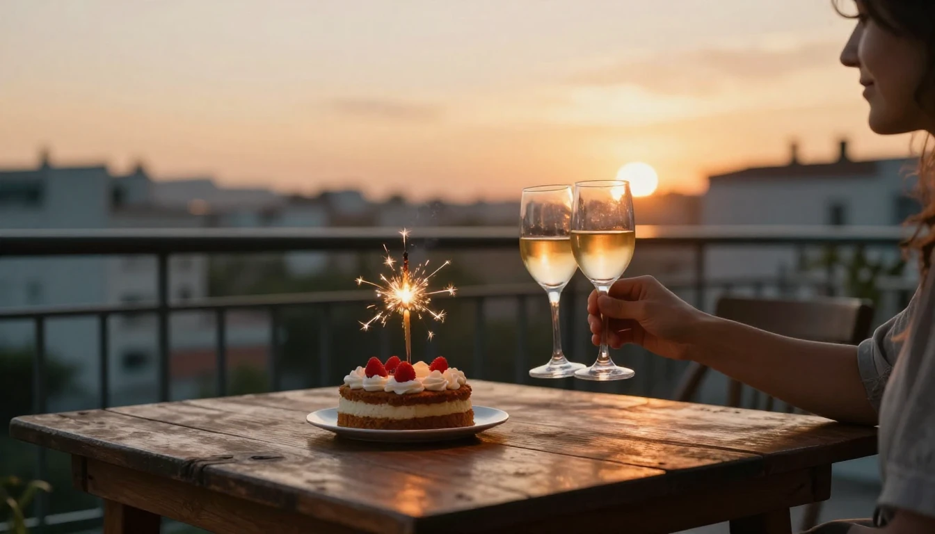 A warm and inviting scene of a birthday celebration on a bal...