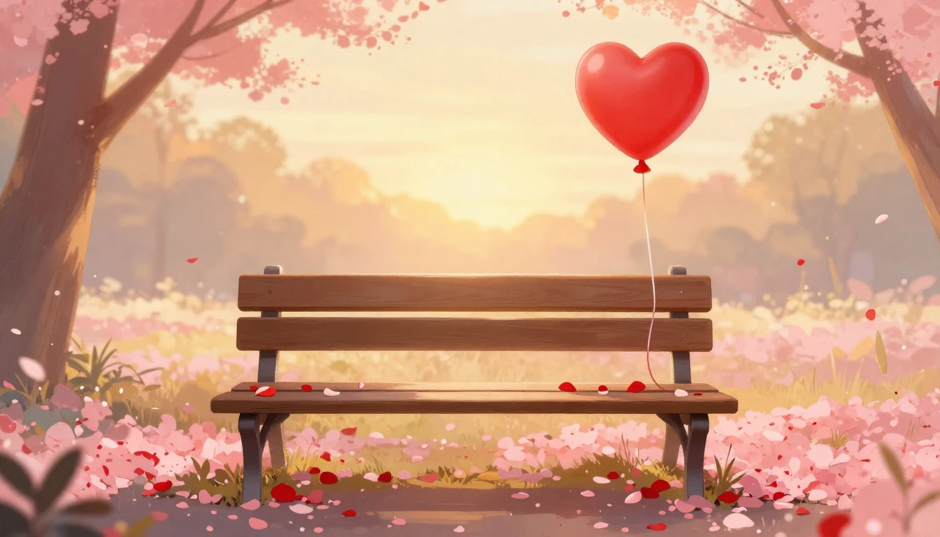 A romantic and warm illustration for a Valentine's Day song ...
