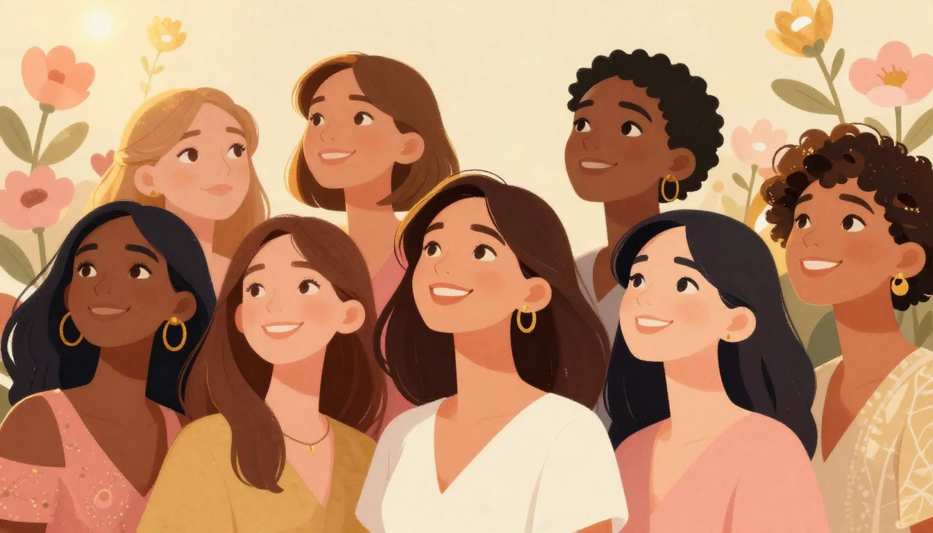 A beautiful and inspiring illustration of diverse women stan...