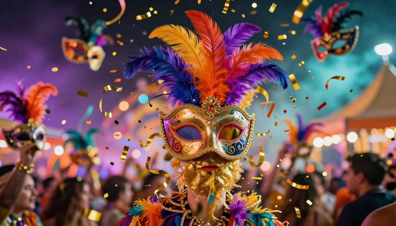 A festive explosion of colors representing a grand carnival ...