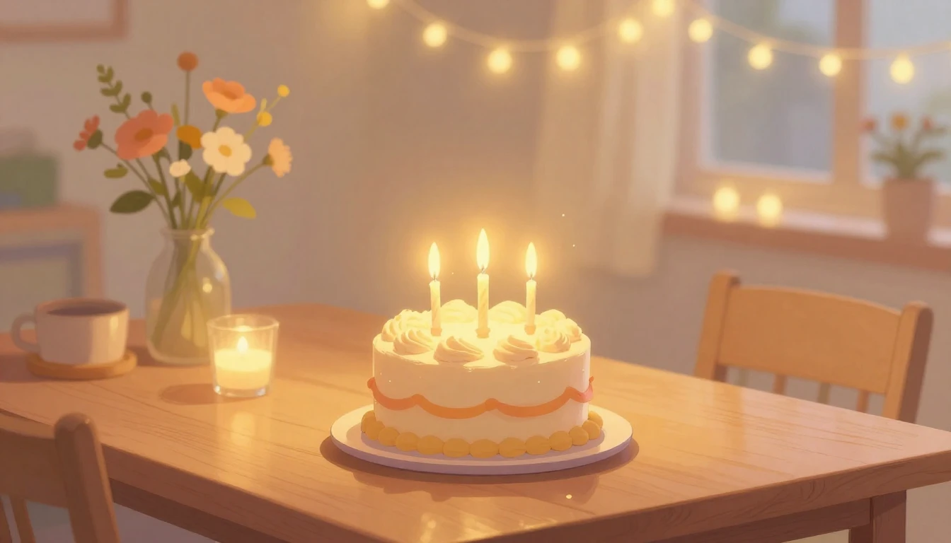 A warm and sentimental illustration of a birthday celebratio...