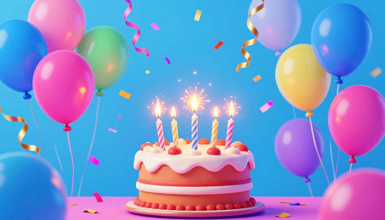 A vibrant and energetic birthday celebration scene, digital ...