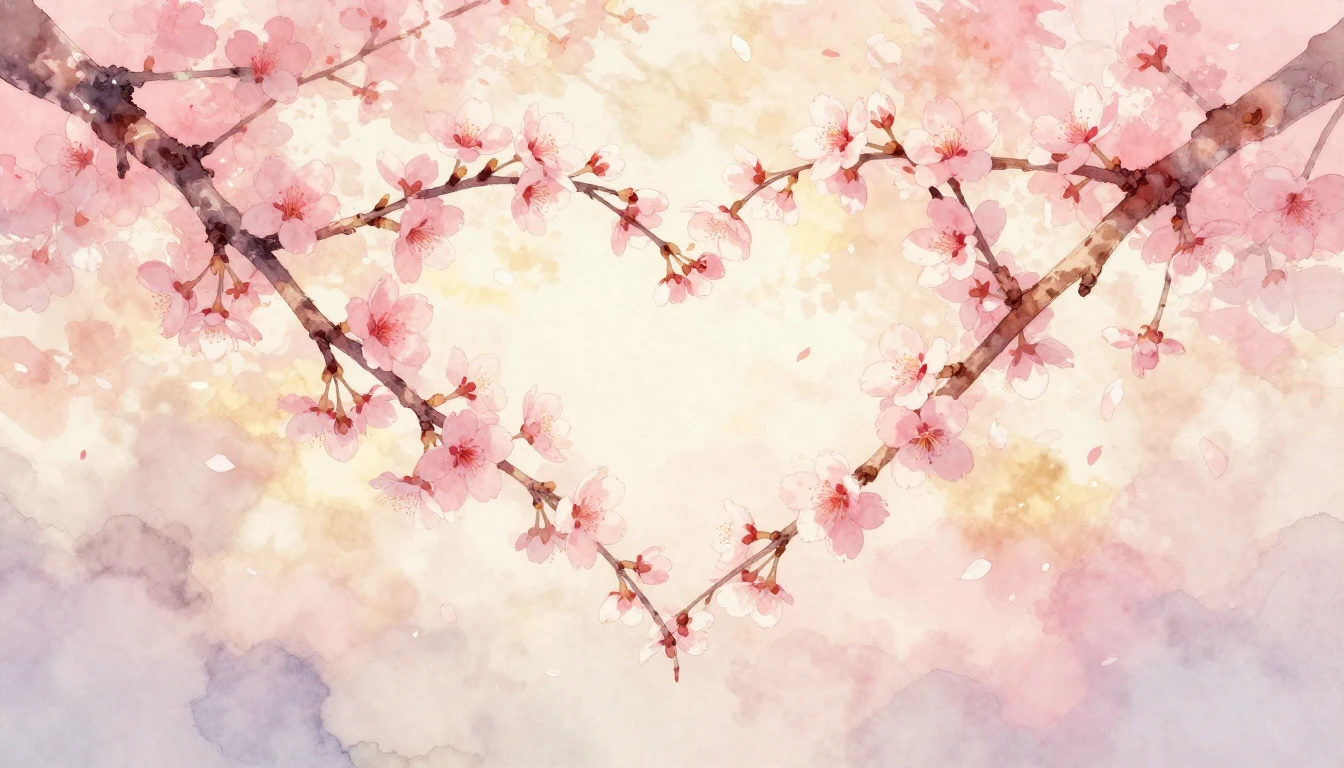 A beautiful and delicate watercolor painting of two intertwi...