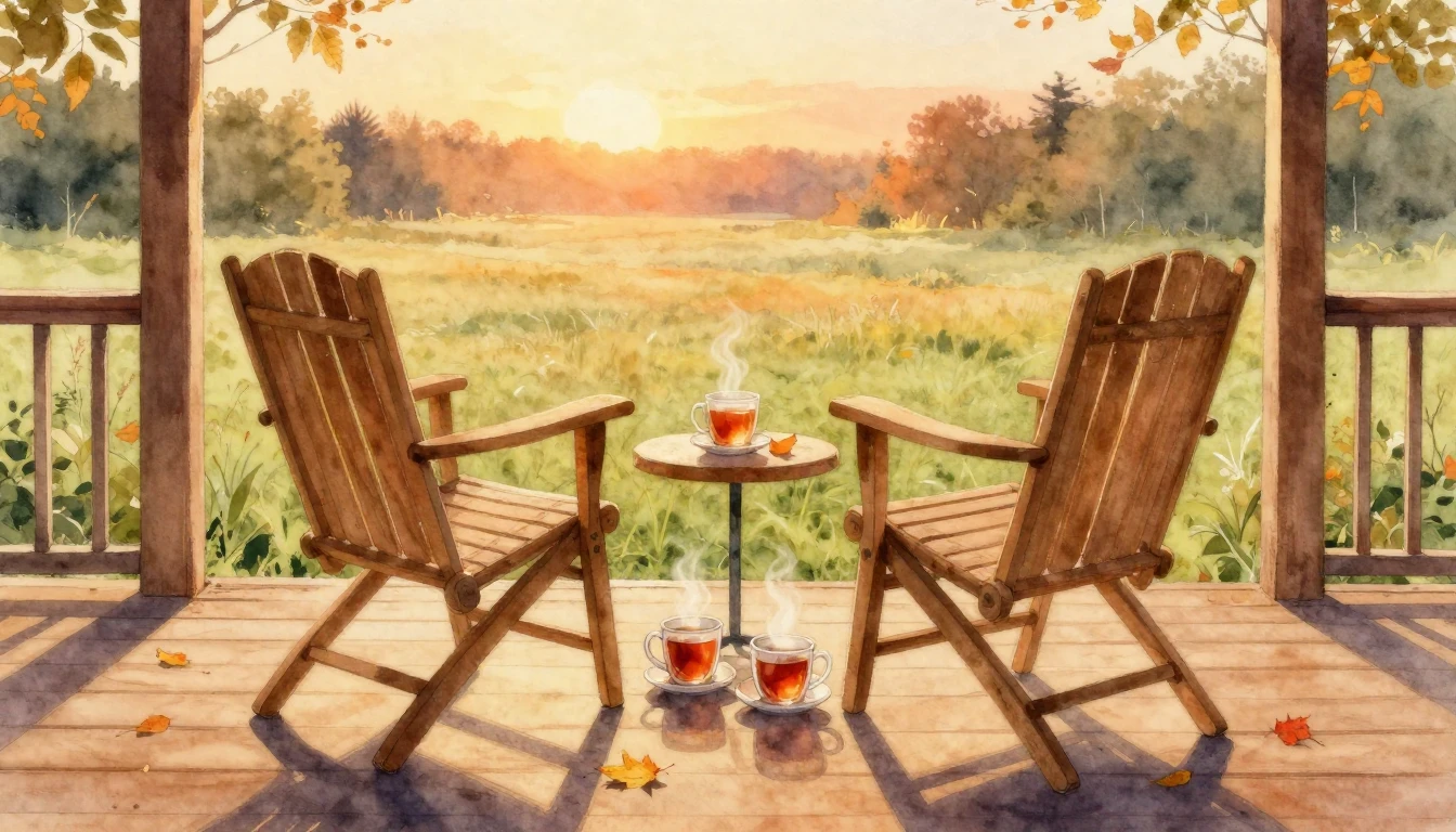 A beautiful watercolor painting depicting two empty chairs s...