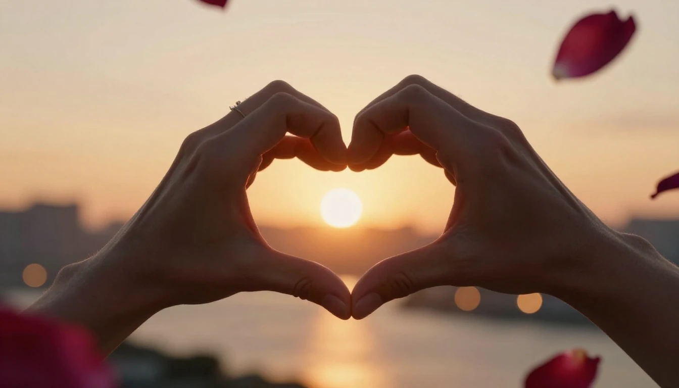 A romantic cinematic close-up shot of two hands holding each...