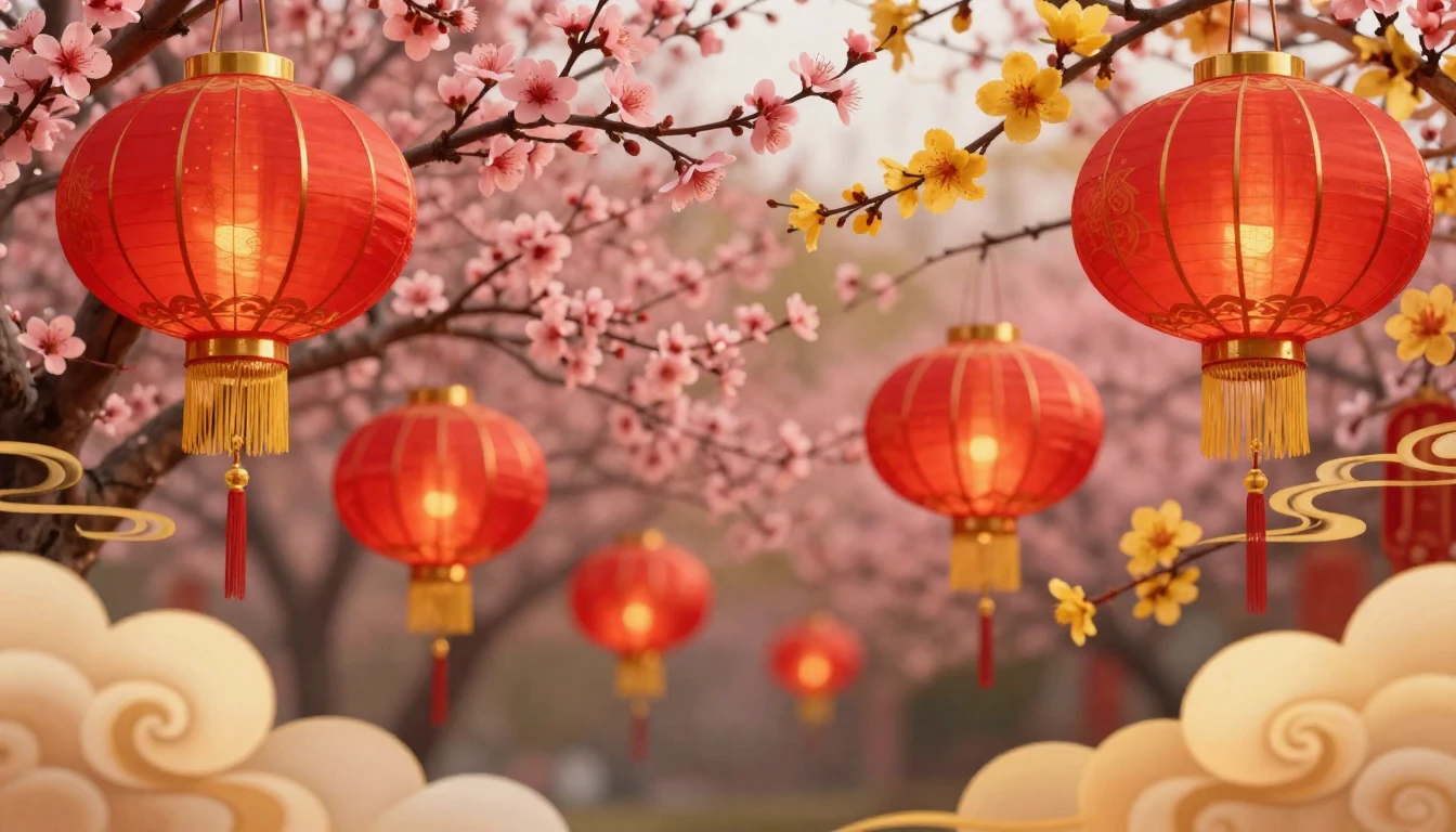 A breathtaking scene celebrating the Lunar New Year. The com...
