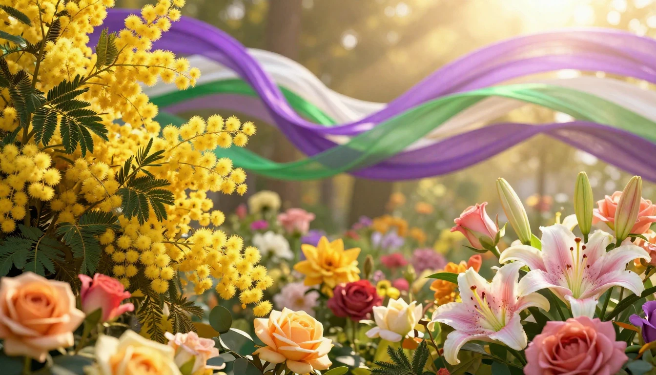 A vibrant and artistic composition featuring a blooming gard...