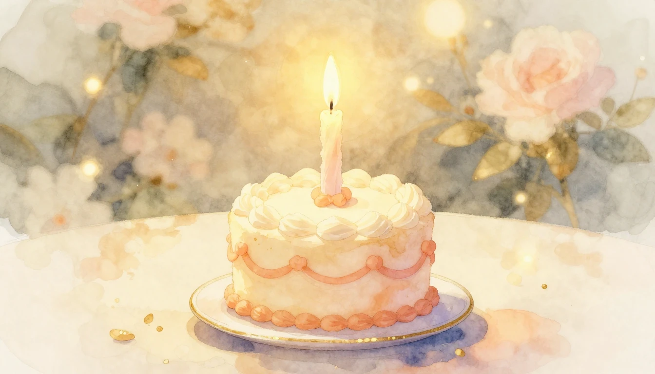 A beautiful watercolor painting of a single glowing candle o...
