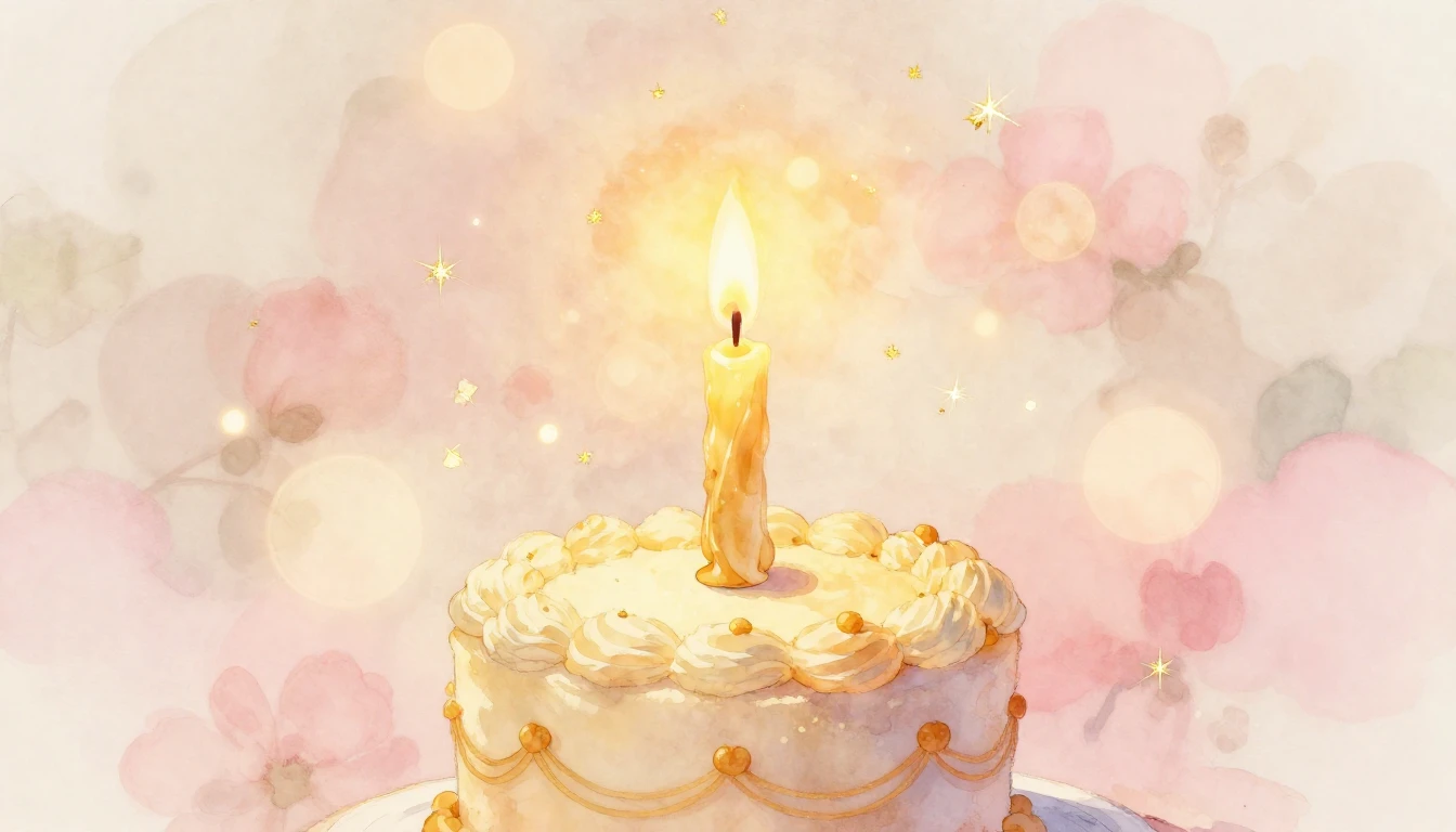 A soft and dreamy watercolor illustration of a single, glowi...