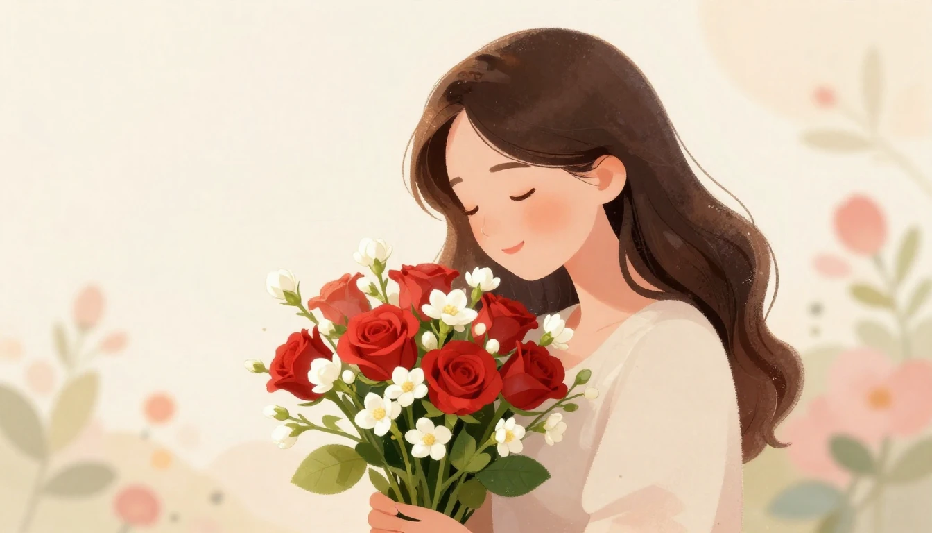 A heartwarming and soft illustration of a mother holding a b...