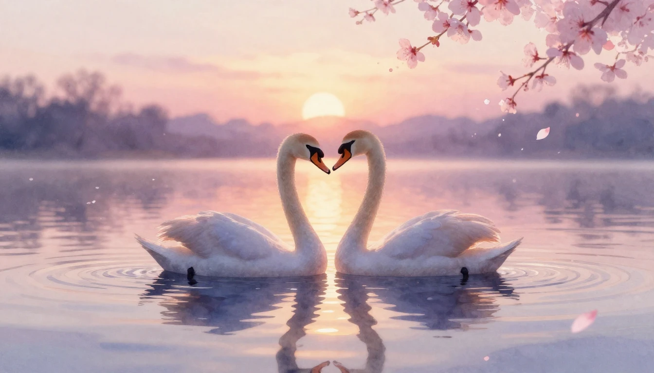 A delicate watercolor painting of two intertwined silhouette...