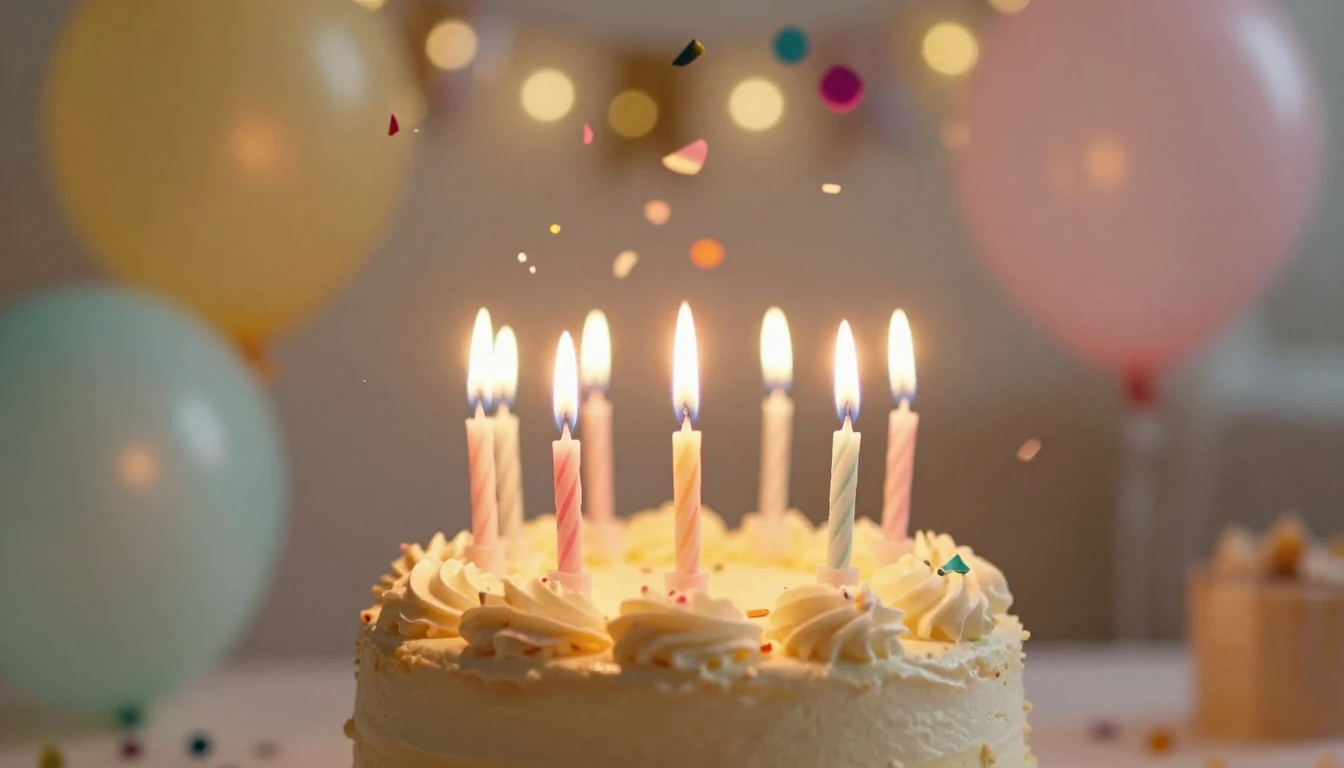 A festive and warm atmosphere focusing on a delicious birthd...