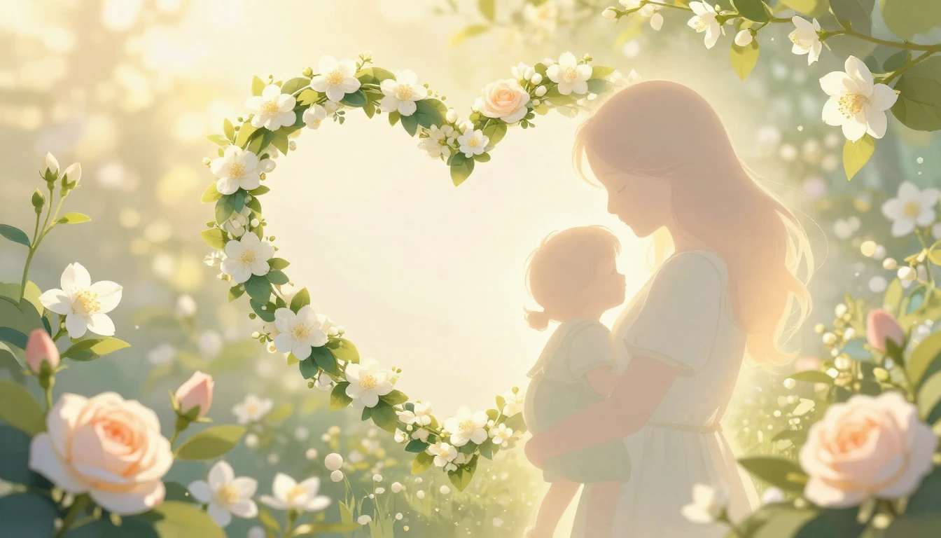 A heartwarming illustration representing Mother's Day. A sof...