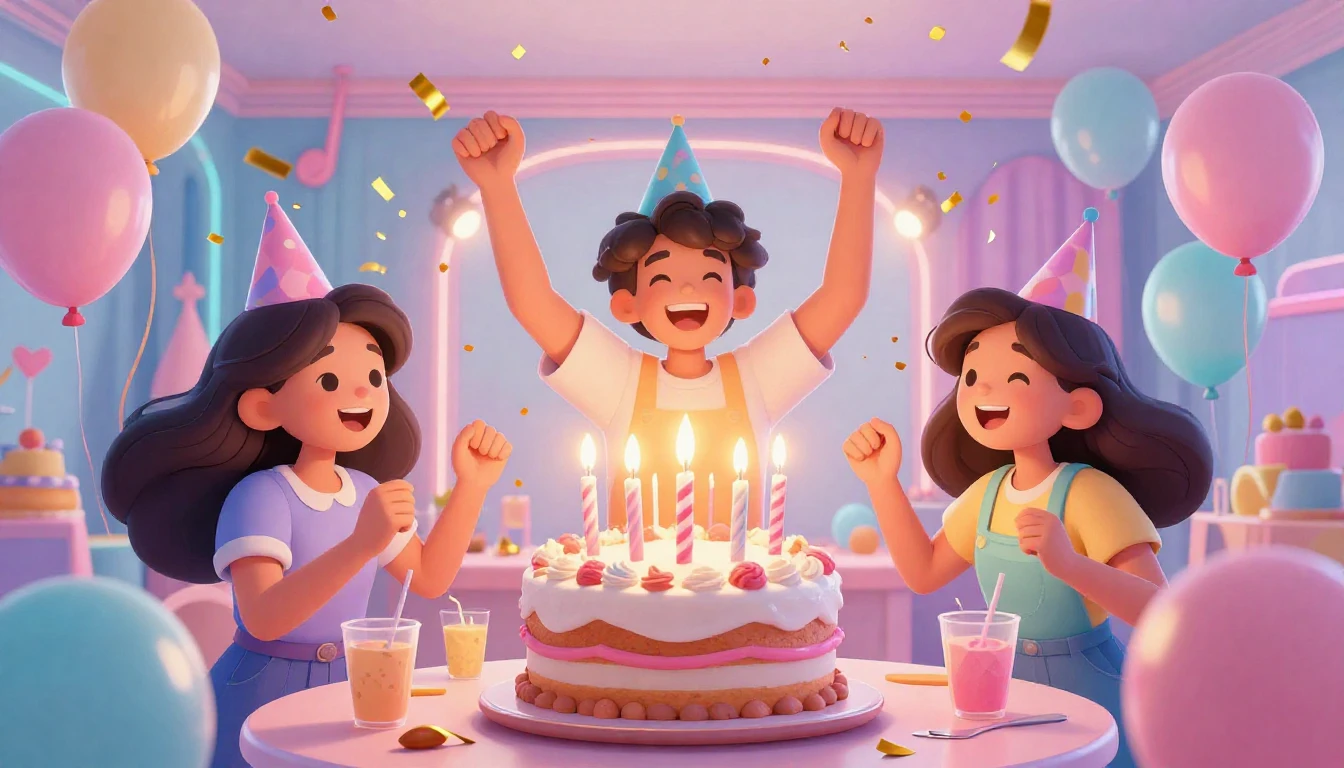 A vibrant and colorful digital art illustration celebrating ...