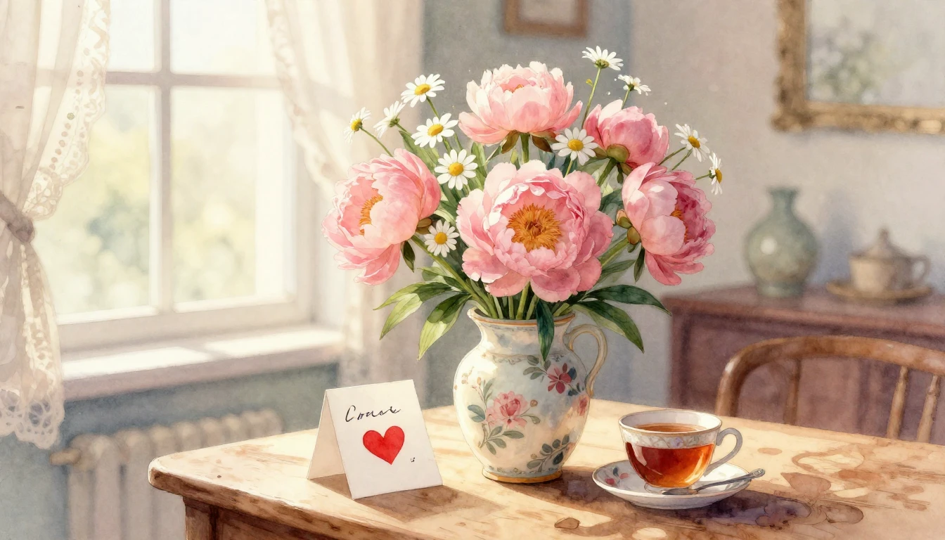 A heartwarming and soft watercolor painting suitable for a m...