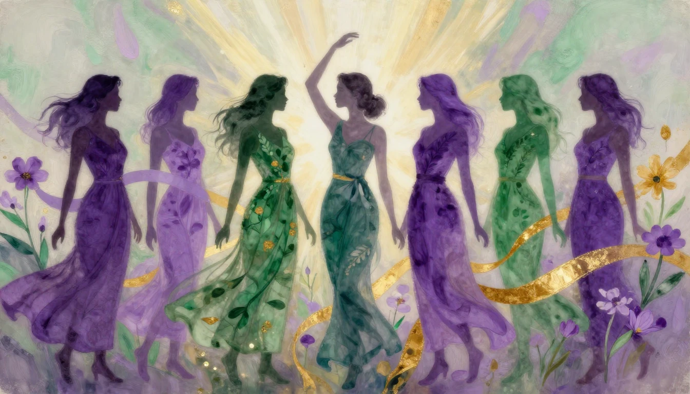 A vibrant and artistic representation of diverse female silh...